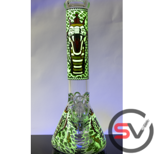 KING COBRA GLASS BEAKER 14inch (GLOW IN DARK) - GREEN